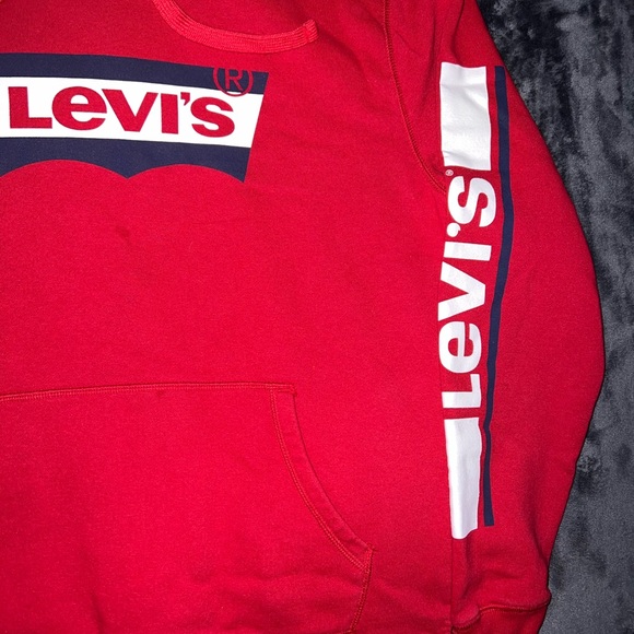 Levi’s Men’s Croft Fleece Stripe Red Logo Hoodie Size Medium - Picture 5 of 16